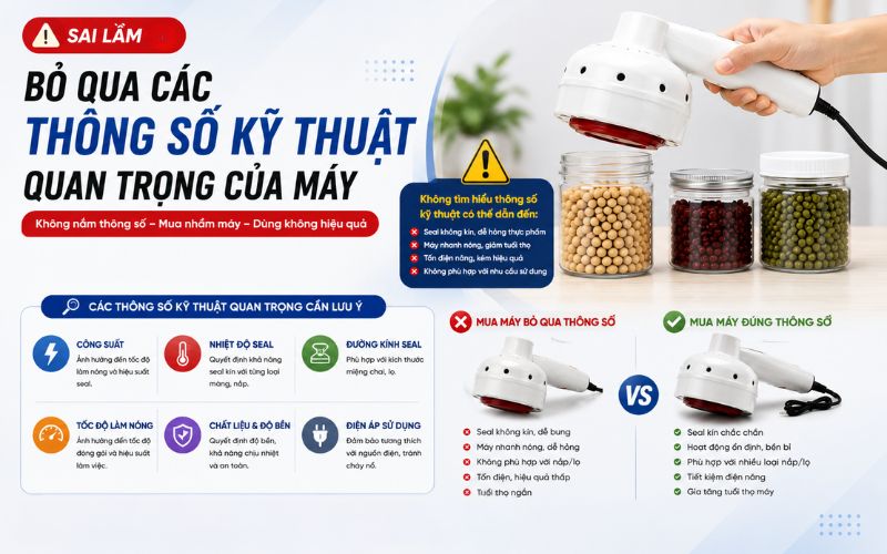 Bỏ qua các thông số kỹ thuật quan trọng của máy