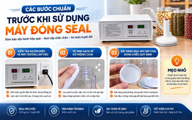Các bước chuẩn trước khi sử dụng máy đóng seal