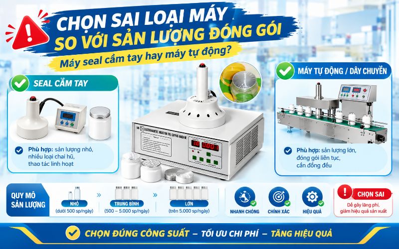 Chọn sai loại máy so với sản lượng đóng gói