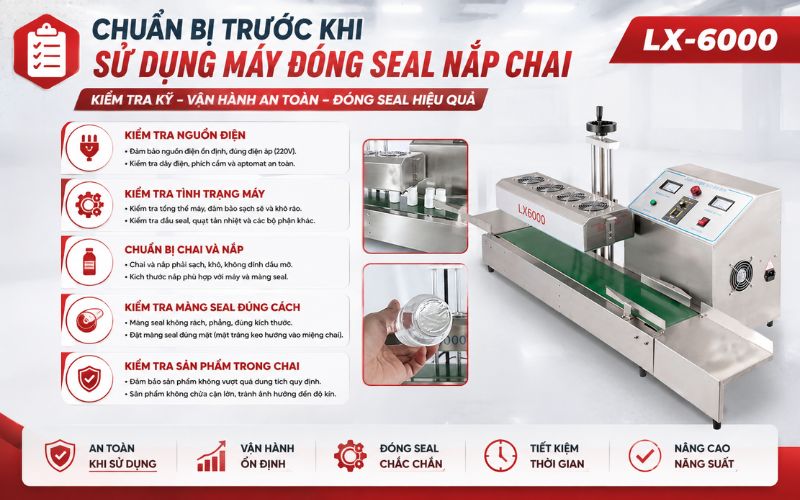Chuẩn bị trước khi sử dụng máy đóng seal nắp chai