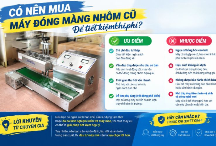 Có nên mua máy đóng màng nhôm cũ để tiết kiệm chi phí?