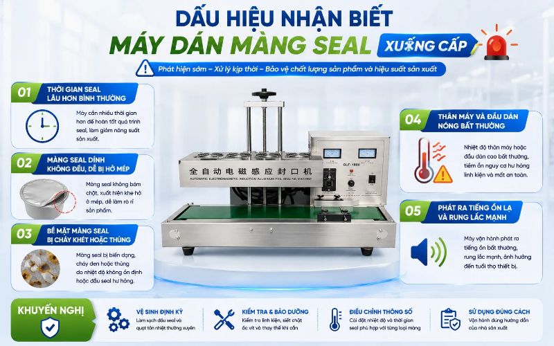 Dấu hiệu nhận biết máy dán màng seal xuống cấp