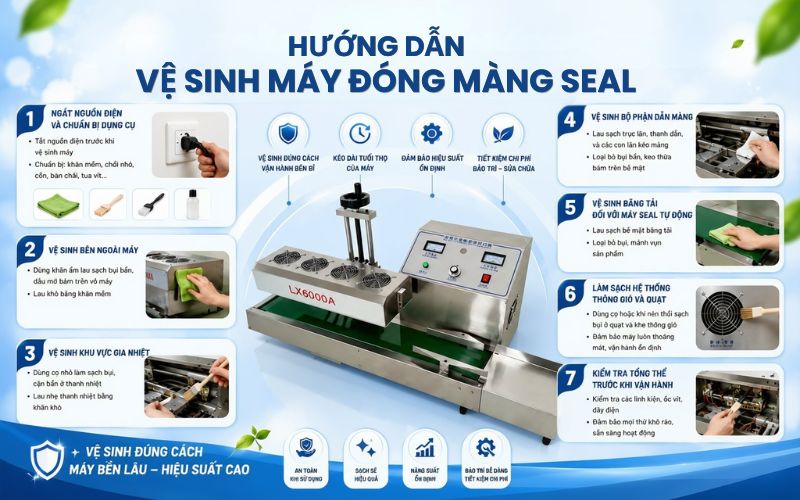 Hướng dẫn vệ sinh máy đóng màng seal đúng cách
