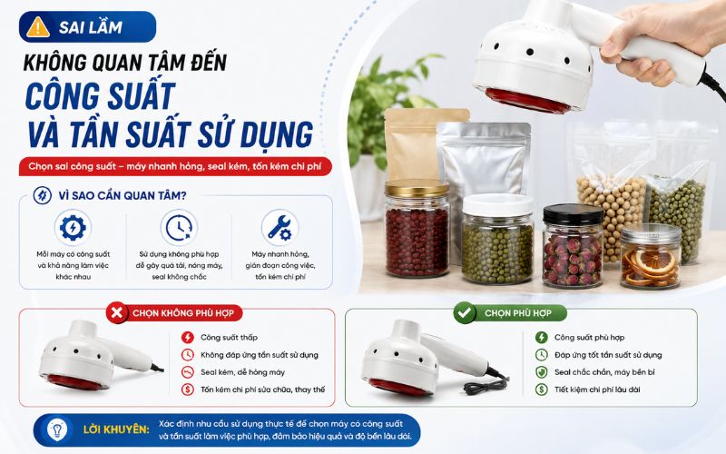 Không quan tâm đến công suất và tần suất sử dụng 