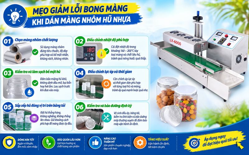 Mẹo giảm lỗi bong màng khi dán màng nhôm hũ nhựa