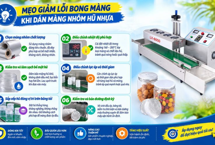 Mẹo giảm lỗi bong màng khi dán màng nhôm hũ nhựa