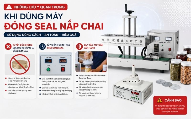 Những lưu ý quan trọng khi dùng máy đóng seal nắp chai