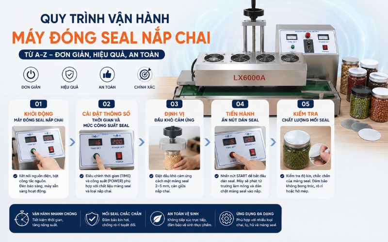 Quy trình vận hành máy đóng seal nắp chai từ A-Z