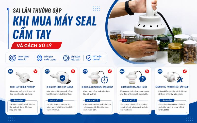 Sai lầm thường gặp khi mua máy seal cầm tay và cách xử lý