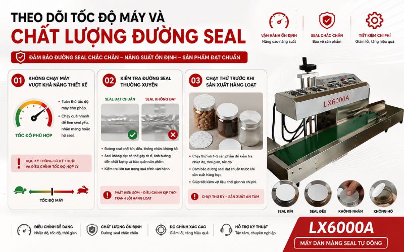 Theo dõi tốc độ máy và chất lượng đường seal
