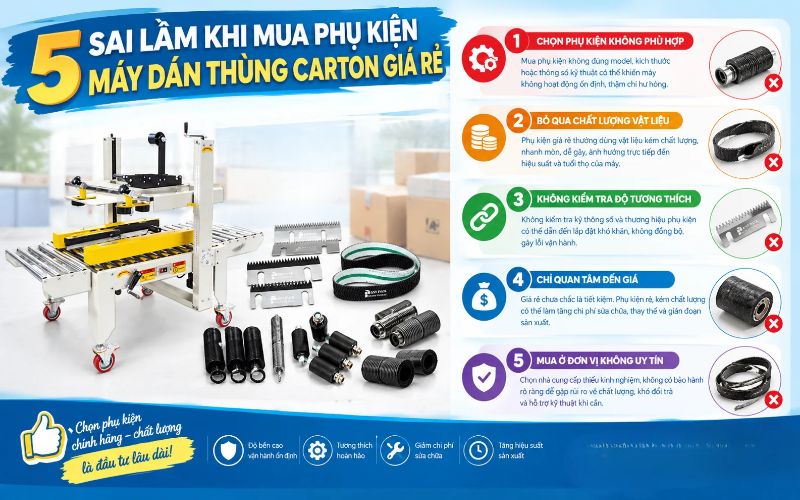 5 sai lầm khi mua phụ kiện máy dán thùng carton giá rẻ