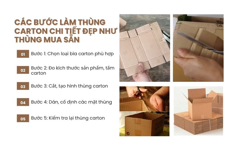 Các bước làm thùng carton chi tiết đẹp như thùng mua sẵn