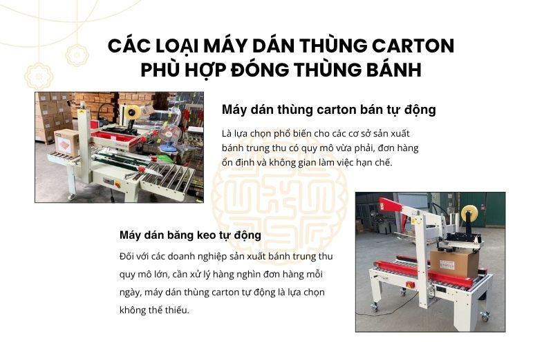 Các loại máy dán thùng carton phù hợp đóng thùng bánh 