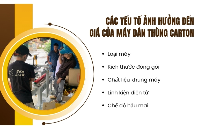 Các yếu tố ảnh hưởng đến giá của máy dán thùng carton