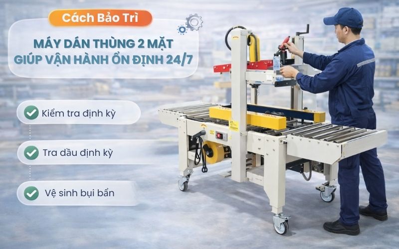 Cách bảo trì máy dán thùng 2 mặt giúp vận hành ổn định 24/7