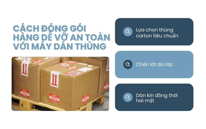 Cách đóng gói hàng dễ vỡ an toàn với máy dán thùng