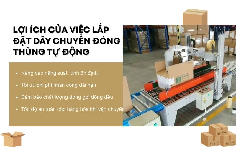 Lợi ích của việc lắp đặt dây chuyền đóng thùng tự động