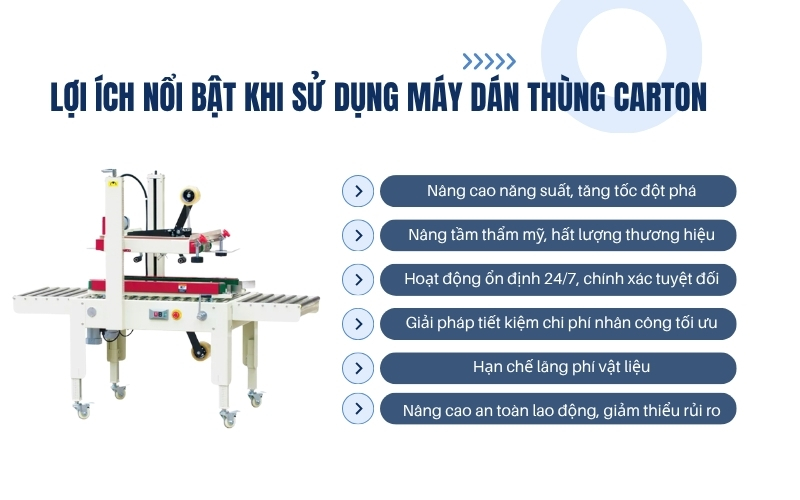 Lợi ích nổi bật khi sử dụng máy dán thùng carton