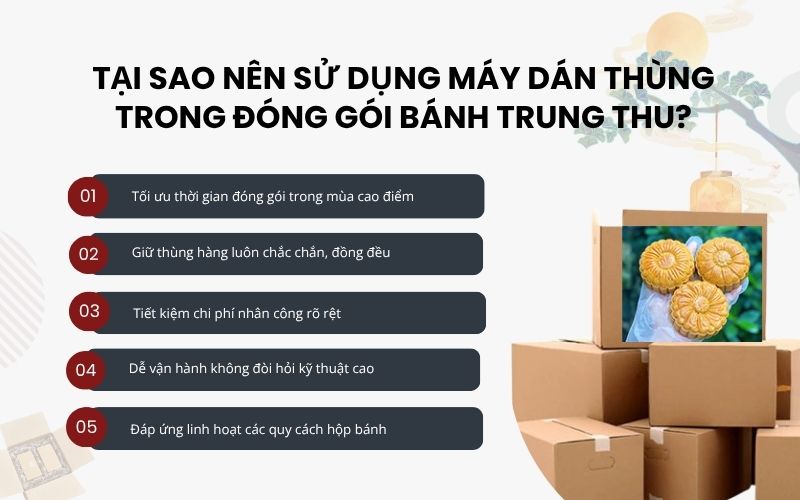 Tại sao nên sử dụng máy dán thùng trong đóng gói bánh trung thu?
