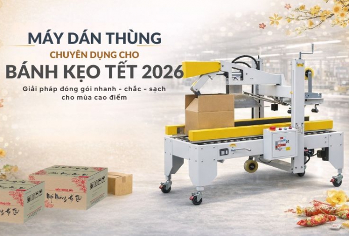 Gợi ý máy dán thùng chuyên dụng cho bánh kẹo Tết 2026