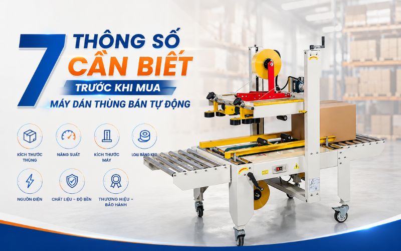 7 thông số cần biết trước khi mua máy dán thùng bán tự động