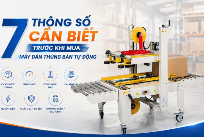 7 thông số cần biết trước khi mua máy dán thùng bán tự động