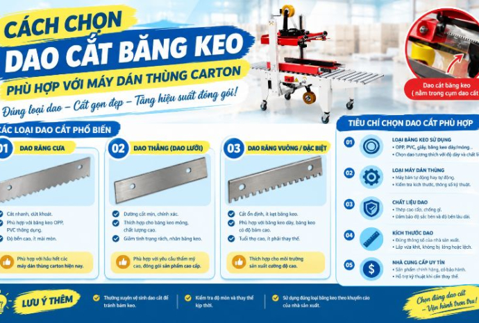Cách chọn dao cắt băng keo phù hợp với máy dán thùng carton