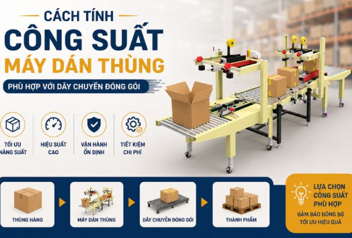 Cách tính công suất máy dán thùng phù hợp với dây chuyền đóng gói