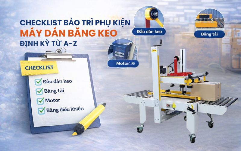 Checklist bảo trì phụ kiện máy dán băng keo định kỳ từ A-Z