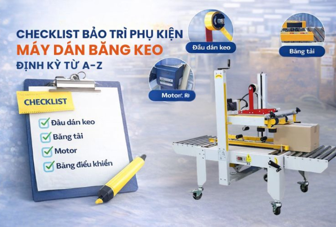 Checklist bảo trì phụ kiện máy dán băng keo định kỳ từ A-Z
