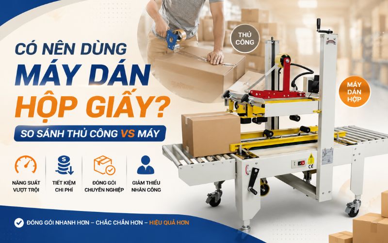 Có nên dùng máy dán hộp giấy thay cho thủ công?
