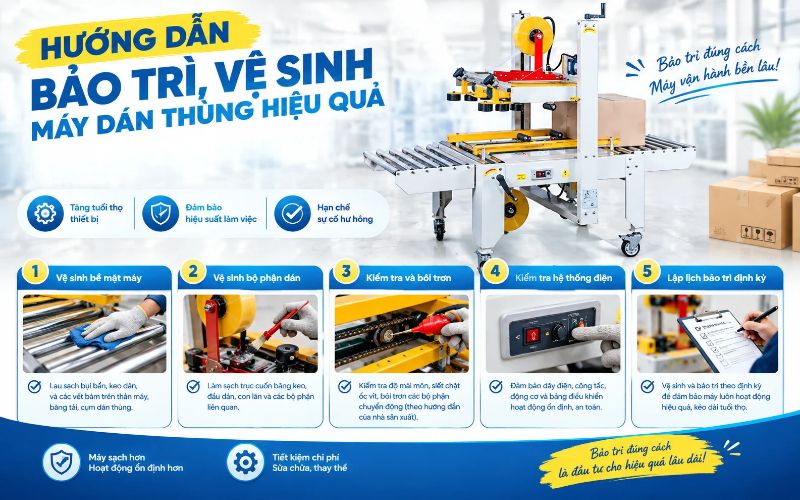 Hướng  dẫn bảo trì, vệ sinh máy dán thùng hiệu quả