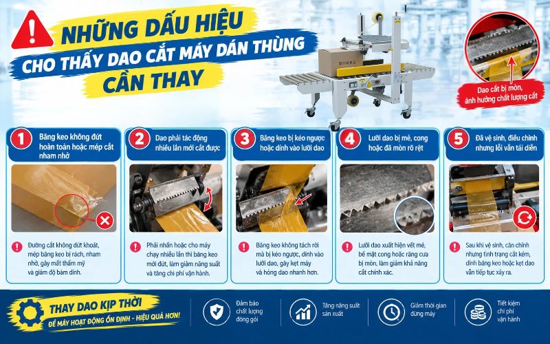 Những dấu hiệu cho thấy dao cắt máy dán thùng cần thay