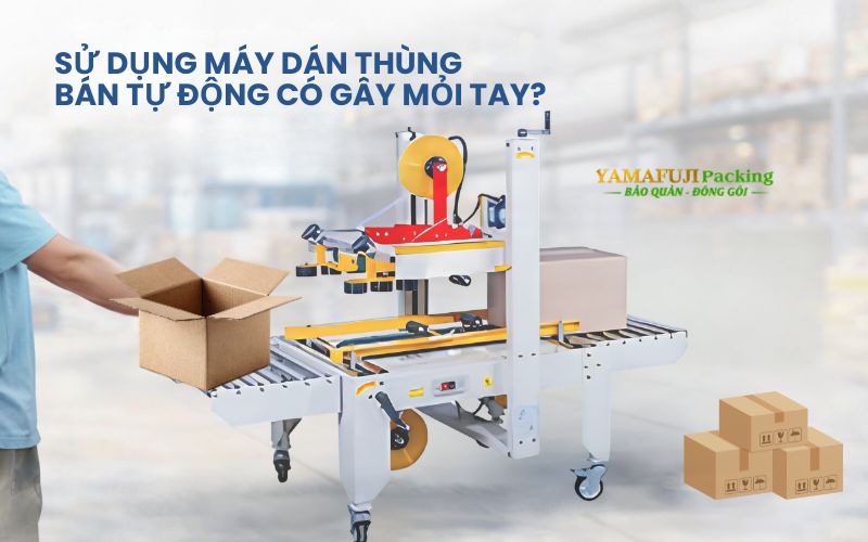 Sử dụng máy dán thùng bán tự động có gây mỏi tay