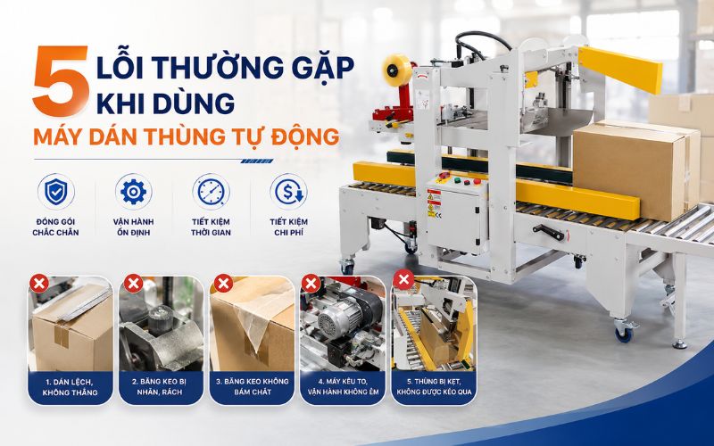 5 lỗi thường gặp khi dùng máy dán thùng tự động
