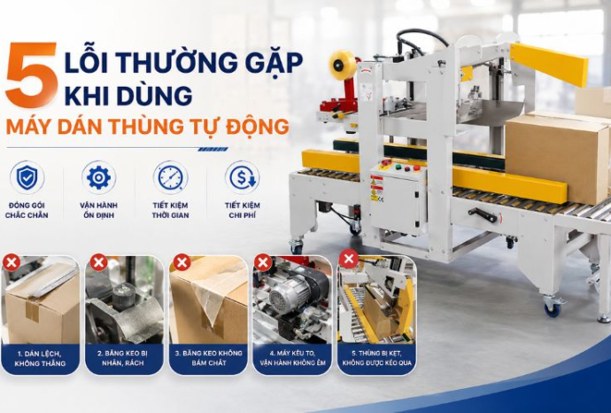 5 lỗi thường gặp khi dùng máy dán thùng tự động