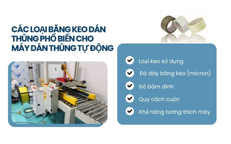 Các loại băng keo dán thùng phổ biến cho máy dán thùng tự động 