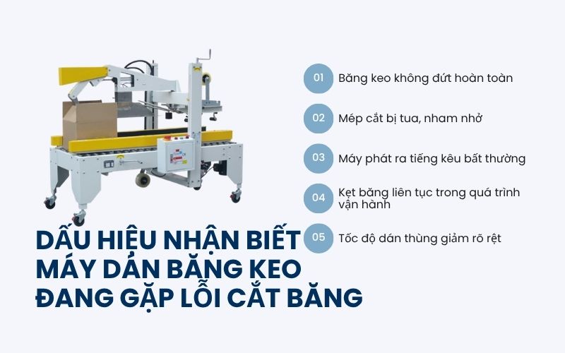 Dấu hiệu nhận biết máy dán băng keo đang gặp lỗi cắt băng