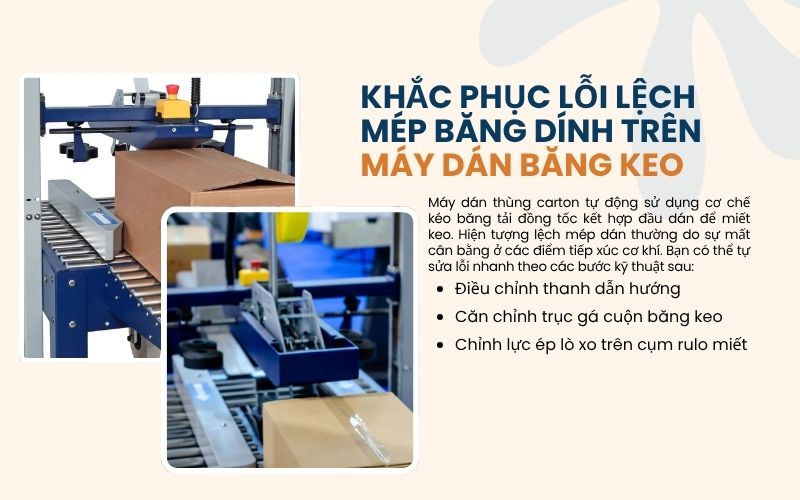 Khắc phục lỗi lệch mép băng dính trên máy dán băng keo