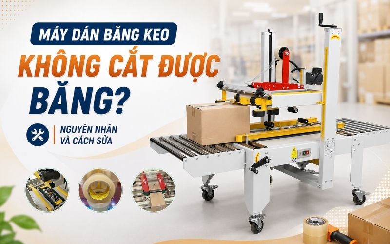 Máy dán băng keo không cắt được băng? 