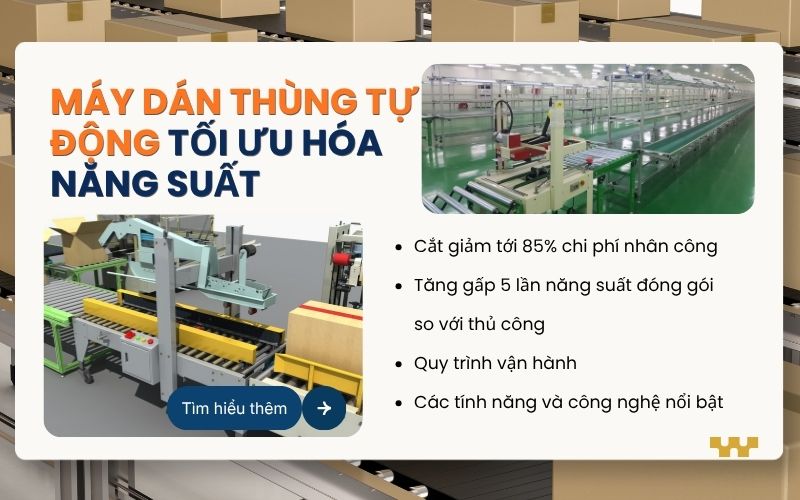 Máy dán thùng tự động tối ưu hóa năng suất