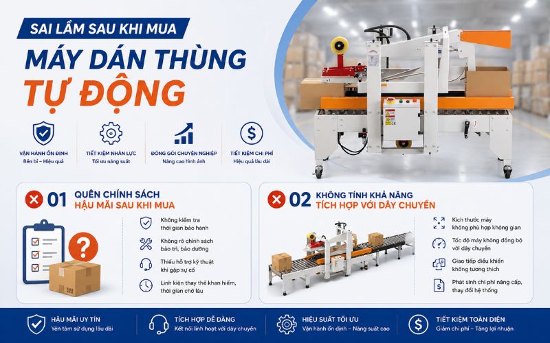 Sai lầm sau khi mua máy dán thùng tự động