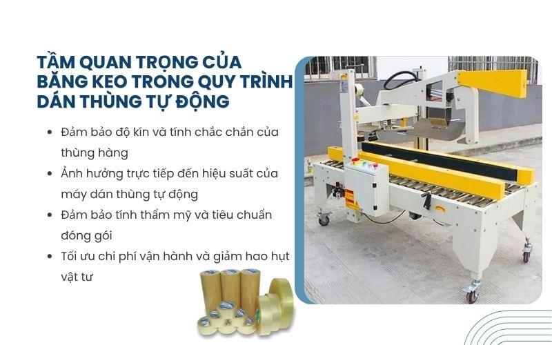 Tầm quan trọng của băng keo trong quy trình dán thùng tự động