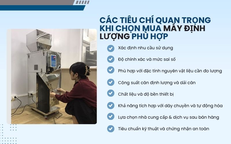 Các tiêu chí quan trọng khi chọn mua máy định lượng phù hợp