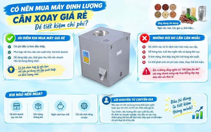 Có nên mua máy định lượng cân xoay giá rẻ để tiết kiệm chi phí?