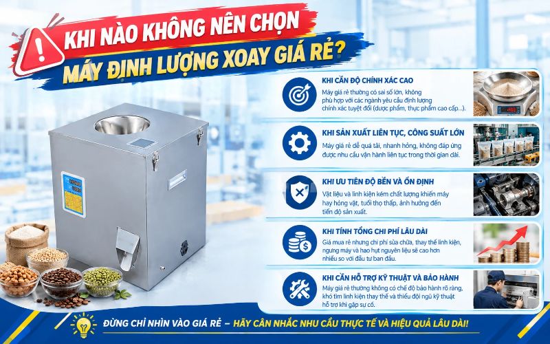 Khi nào không nên chọn máy định lượng xoay giá rẻ?