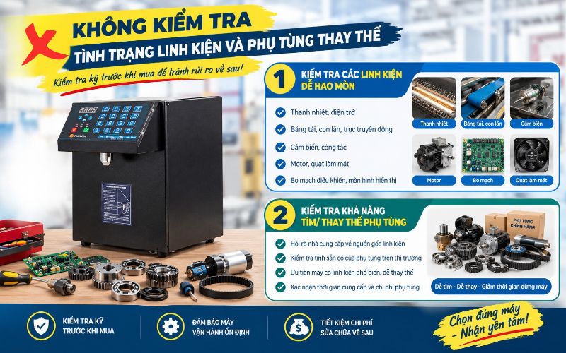 Không kiểm tra tình trạng linh kiện và phụ tùng thay thế