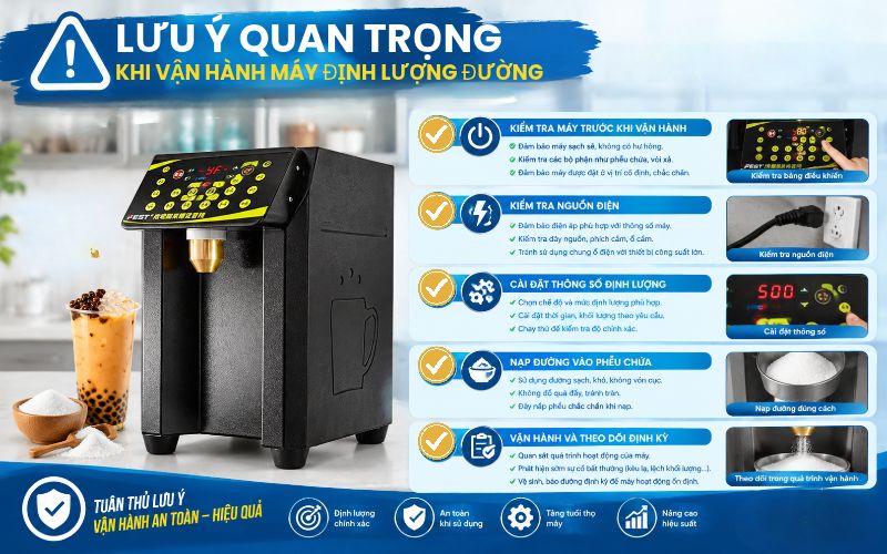 Lưu ý quan trọng khi vận hành máy định lượng đường