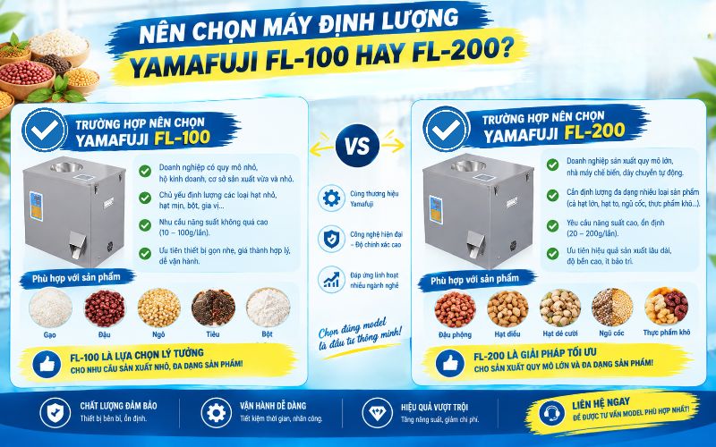Nên chọn máy định lượng Yamafuji FL-100 hay FL-200 ?