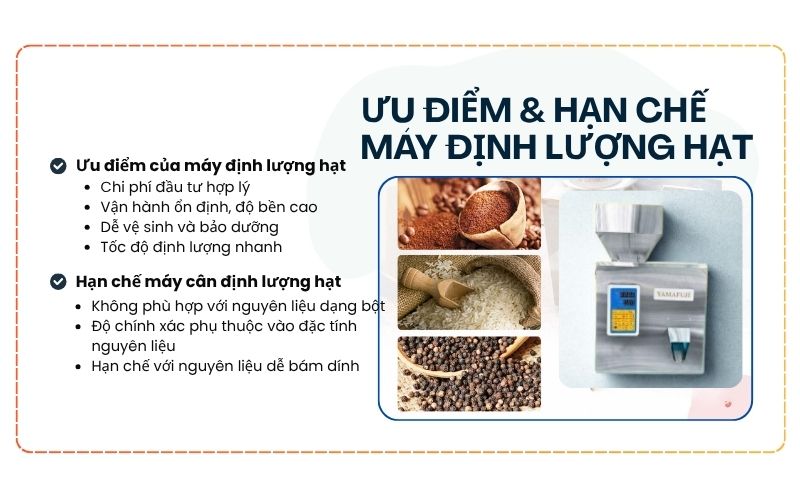 Ưu điểm & hạn chế của máy định lượng hạt 